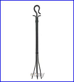 Hand-Forged Fireplace Tall Tool Set Poker Tongs Shovel Broom Stand 32-1/2in High