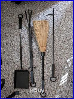 Hand Forged Iron Craftsman Arts and Crafts Fireplace Tool Set
