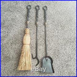 Hand Forged Iron Fireplace Tool Set 28 Tall 3 Pieces