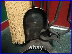 Hand-Forged Iron Leaf-Themed Fireplace Tool Set & Stand Very Gently Used