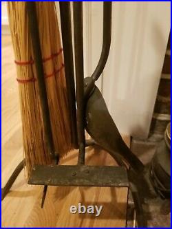 Hand Forged Wrought Iron 5 Piece Fireplace tool Set From Upstate New York