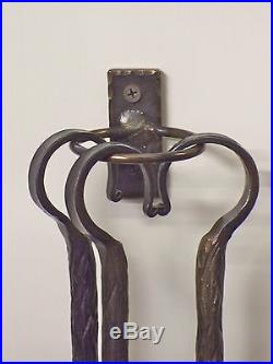 Hand Forged Wrought Iron Fireplace Tools-withvine texture Hot from the FORGE