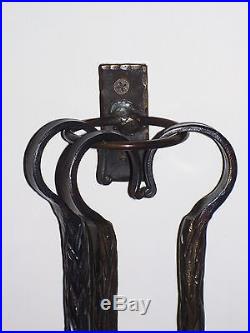 Hand Forged Wrought Iron Fireplace Tools-withvine texture Hot from the FORGE