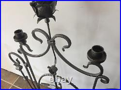 Hand Made Fireplace Tools Set. One Of Kind. With Rose And Candle Holder