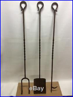 Hand forged iron Fireplace Tool Set Fire Place Tools 46 Long