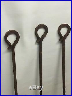 Hand forged iron Fireplace Tool Set Fire Place Tools 46 Long