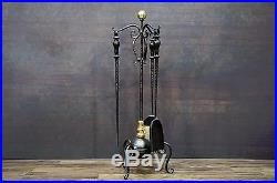 Handcrafted High Quality Wrought Iron Fire Place Tool Set