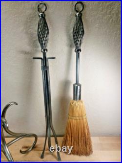 Handmade FORGED IRON Fireplace 5 Pc TOOL SET