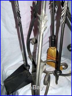 Handmade forged Wrought Iron Fireplace Tools Set -4 Pieces Stove Set