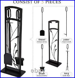 Harmiden 5 Pieces Fireplace Tools Set Indoor Fire Place Accessories Hearth Wood