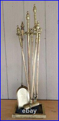 Harvin Brass 5pc Fireplace Tool Set 1500A Read Description