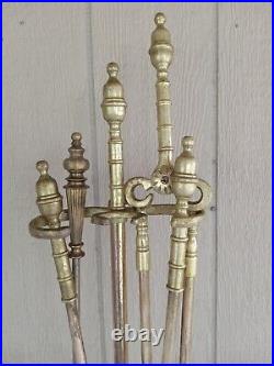 Harvin Brass 5pc Fireplace Tool Set 1500A Read Description