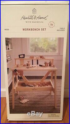 Hearth & Hand Magnolia Wood Toy Workbench Tool Bench NEW Farmhouse Pretend NIB
