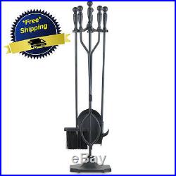 Hearth Tool Set 5 Piece Fireplace Fire Tools Tool Set Home Black Stand Toolset