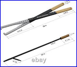 Heavy Duty Fire Tong and Fire Poker Set with Wood Insulation Handle Fireplace Po