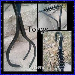 Heavy Duty Fireplace Fire Poker & Tong Set 47, Made in US by a Blacksmith