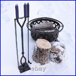 Heavy Duty Fireplace Tools Set with 40 Fire Poker and Log GrabberWrought Iro