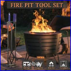 Heavy Duty Fireplace Tools Set with 40 Fire Poker and Log GrabberWrought Iro
