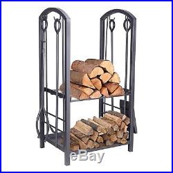 Heavy Duty Firewood Log Rack Firewood Storage Fireplace Tool Set with 4 Tools