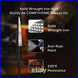 Heavy-Duty Sturdy Multi-Purpose 5-Piece Wrought Iron Fireplace Tools Set
