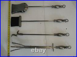Heavy Metal Fire Place Fireplace Tool Set 4 Pieces & Stand