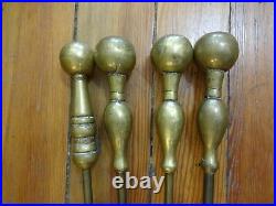 Heavy, Quality Handmade Solid Brass Fireplace Tool Set Wall Hung Arts & Crafts