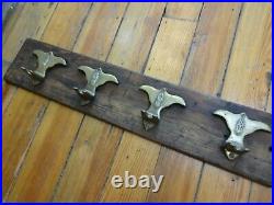 Heavy, Quality Handmade Solid Brass Fireplace Tool Set Wall Hung Arts & Crafts