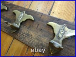 Heavy, Quality Handmade Solid Brass Fireplace Tool Set Wall Hung Arts & Crafts