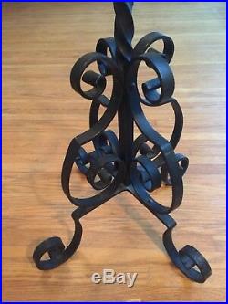 Heavy Wrought Iron Fireplace Tool Set Arts & Crafts Mission Gothic Styling 37