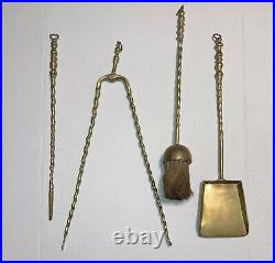 High-End 55 Brass Fireplace Tool Set & Candle Holder Shovel/Brush/Poker/Tongs