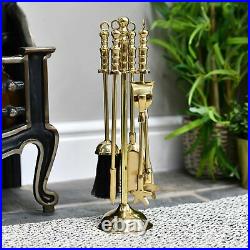 High Quality Polished Brass Four Tool Hearth Companion Set Fireside Tool Set