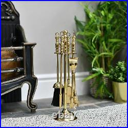 High Quality Polished Brass Four Tool Hearth Companion Set Fireside Tool Set