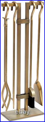 Home and Hearth 18086 Sinclair Fireplace Tool Set, Burnished Brass, 20 Pounds