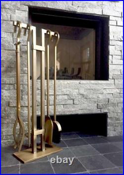 Home and Hearth 18086 Sinclair Fireplace Tool Set, Burnished Brass, 20 Pounds