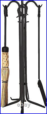 Home and Hearth Forged Iron Fireplace Tool Set 28, Warm Matte Black