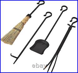 Home and Hearth Forged Iron Fireplace Tool Set 28, Warm Matte Black