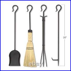 Home and Hearth Forged Iron Fireplace Tool Set 28, Warm Matte Black
