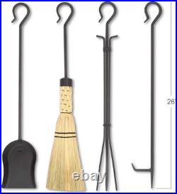 Home and Hearth Forged Iron Fireplace Tool Set 28, Warm Matte Black