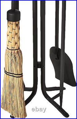 Home and Hearth Forged Iron Fireplace Tool Set 28, Warm Matte Black