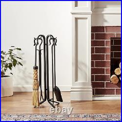 Home and Hearth Forged Iron Fireplace Tool Set 28, Warm Matte Black