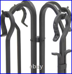 Home and Hearth Forged Iron Fireplace Tool Set Black 33, Tall