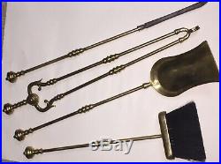 ITALY Vintage Brass Fireplace Tools Fireplace Tool Set Ornate Stand 5 Piece