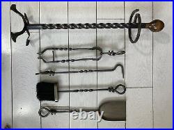 Iron Loop Companion Set 5 Piece Top Twisted Tools Fireside Fireplace Handmade