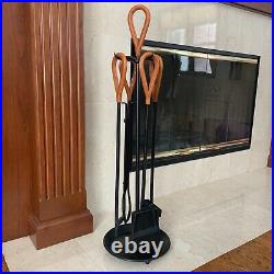 Jacques Adnet Mid Century Modern fireplace tool set