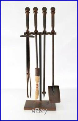 Jan Barboglio Ballin Vtg Bronze Hammered Metal Wrought Iron Fireplace Tools Set