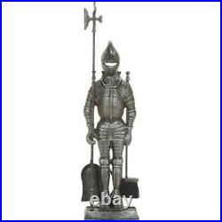 Knight Fireplace Tool Set Pewter 5 Piece