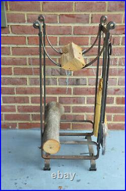 L. L. Bean Hearthside Wood Rack and Tool Fireplace Set