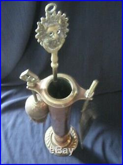 LQQK Antique English Brass Fireplace Mini Tool Set Tube Poker Brush & Shovel