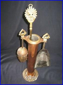 LQQK Antique English Brass Fireplace Mini Tool Set Tube Poker Brush & Shovel