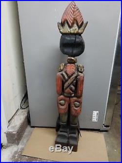 Large 44 WITCO Carved Wood Sculpture Fireplace Tool Set Holder Stand TIKI 1960s
